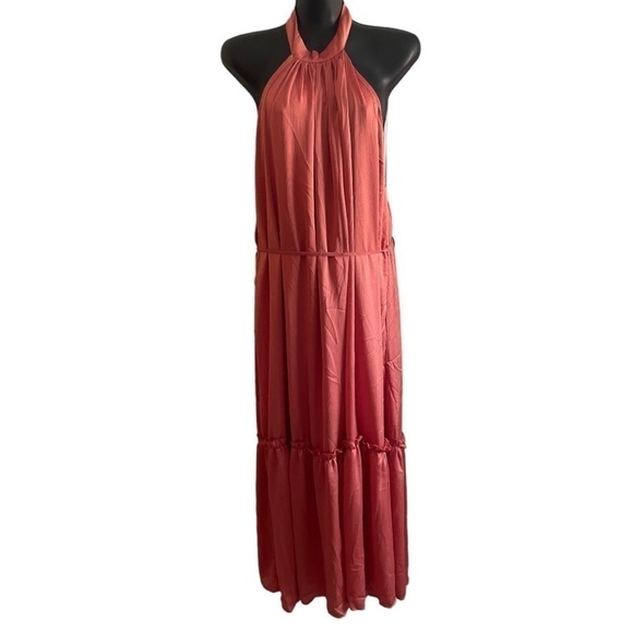 One One Six Halter Style Maxi Tiered Skirt Dress In Clay - Picture 1 of 14